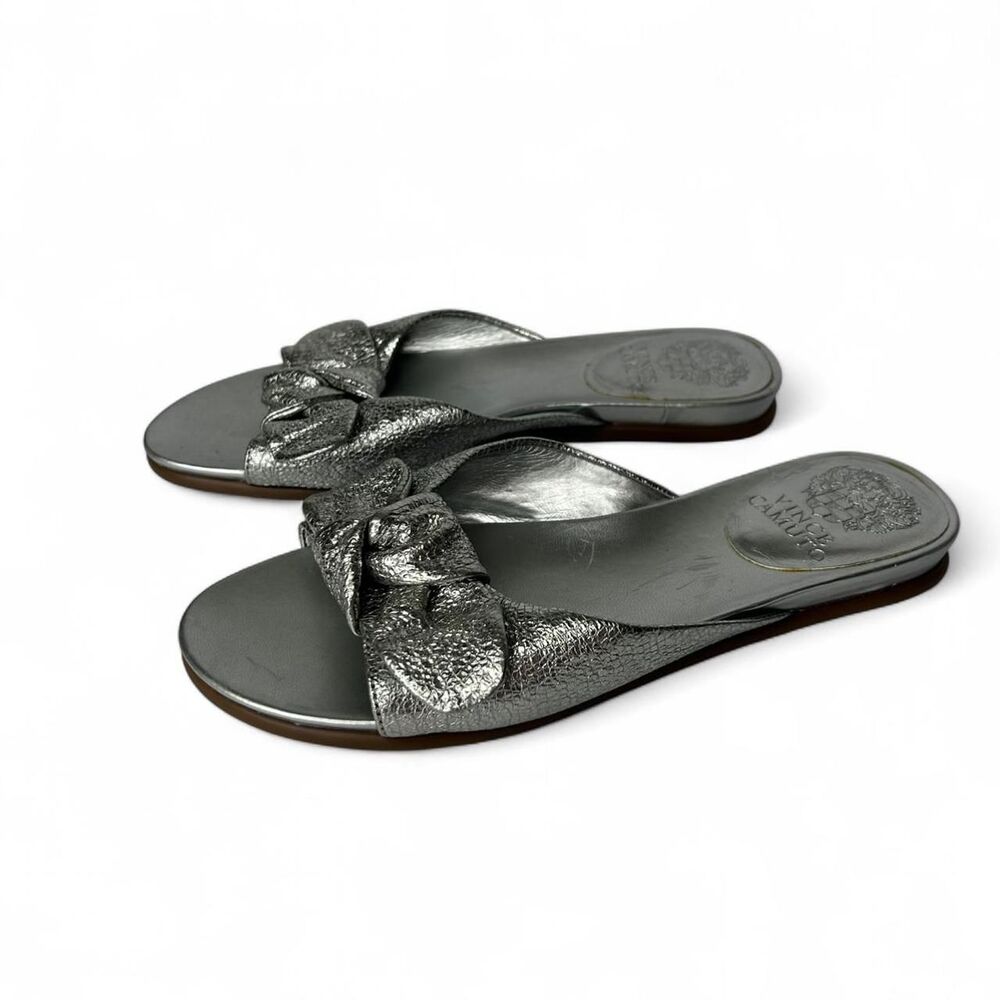 Vince Camuto silver metallic sandals with bow detail 6 - Picture 6 of 6